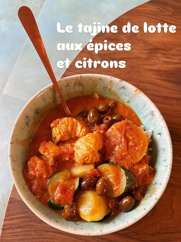 Tajine de lotte aux épices et aux citrons